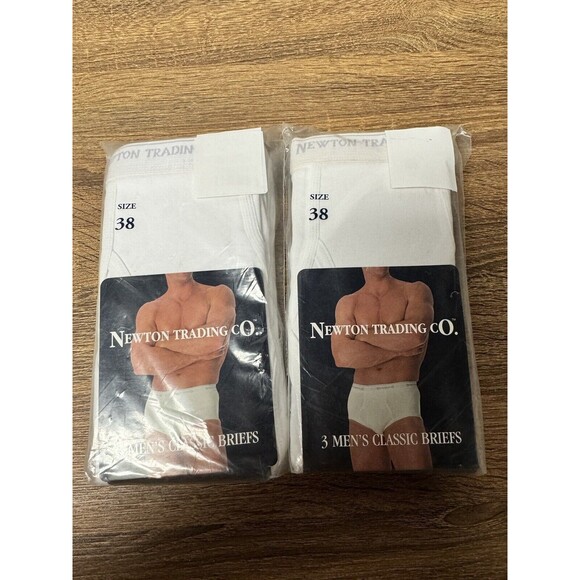 2-Vintage Newton Trading Co. NEW 3 Pack Men's Briefs Size 38 Underwear NOS - Picture 1 of 2